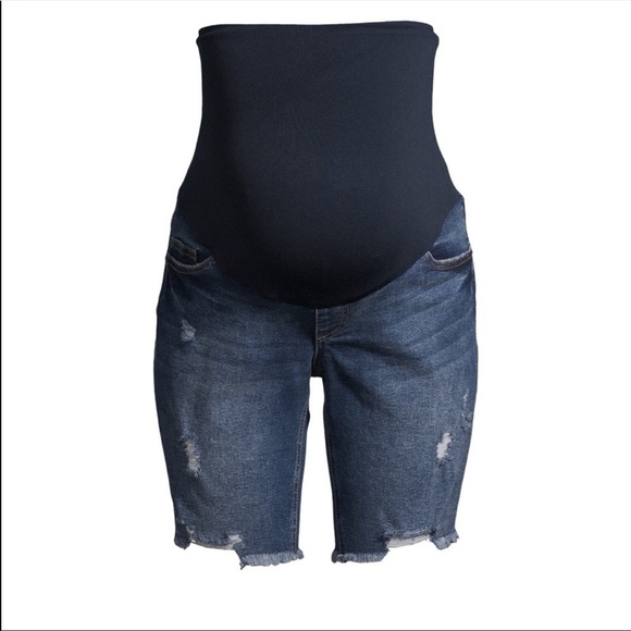 Maternity Denim Bermuda Shorts withFull Panel - Picture 2 of 6